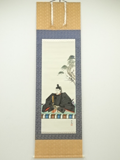 JAPANESE HANGING SCROLL / HAND PAINTED / MAN IN THE PAST ERA